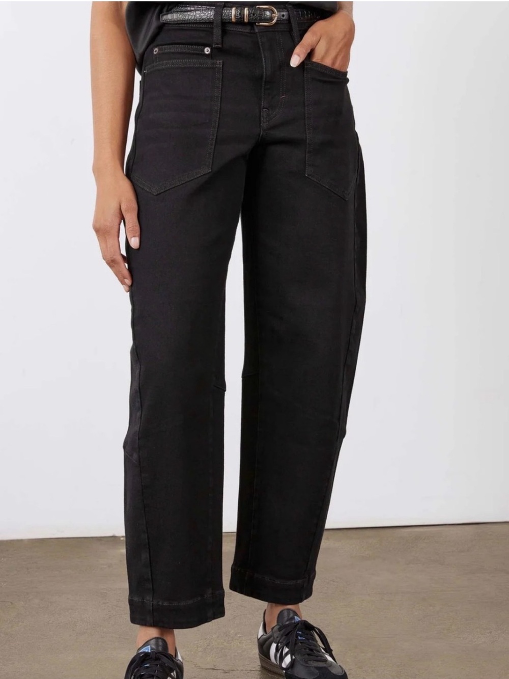 Ruti Denim The Slouchy Jean 2.0 Black Wide Barrel Leg Taper Size 14P
